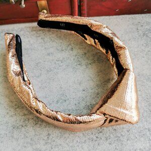 Alicia Bonnie The Precious Metals Knotted Headband - Faux Leather Gold Metallic